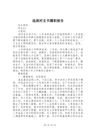 选派村支书履职报告