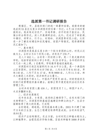 选派第一书记调研报告