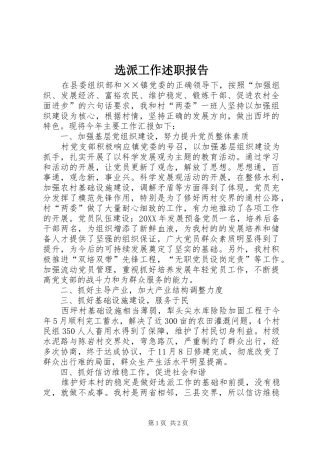 选派工作述职报告