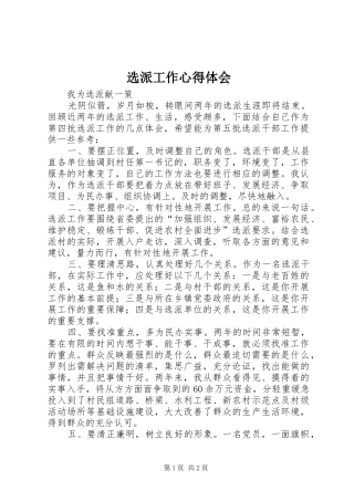 选派工作心得体会