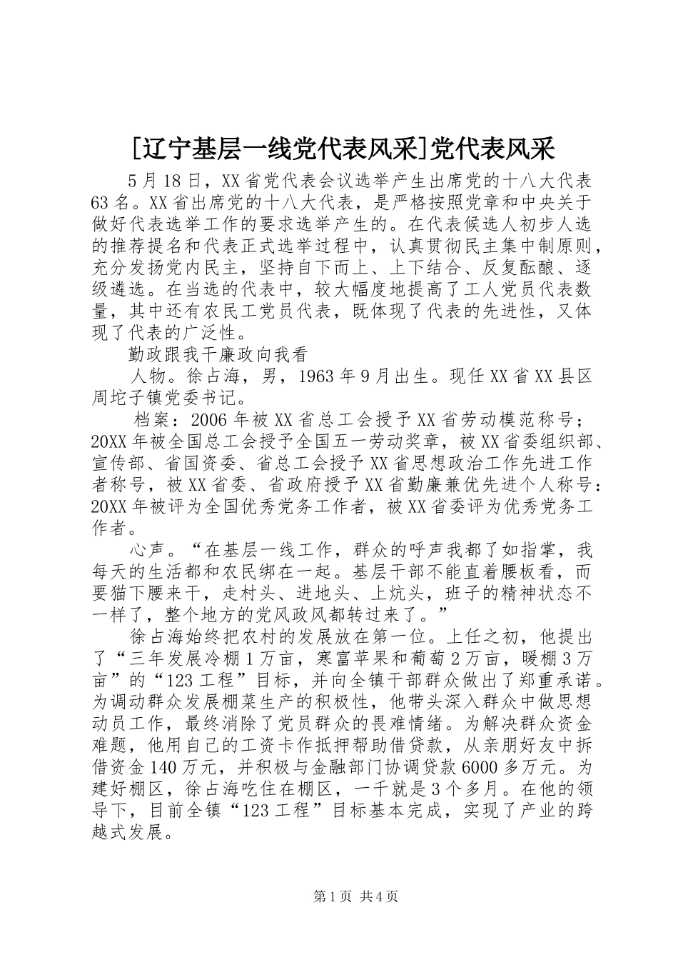 辽宁基层一线党代表风采党代表风采_第1页