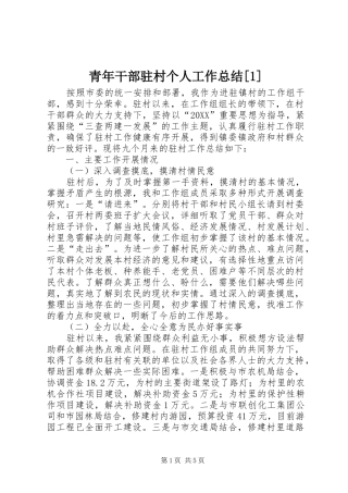 青年干部驻村个人工作总结