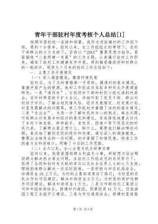 青年干部驻村年度考核个人总结