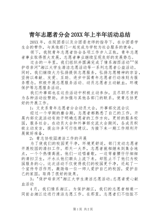 青年志愿者分会上半年活动总结