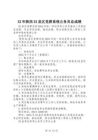 陕西县区党群系统公务员总成绩