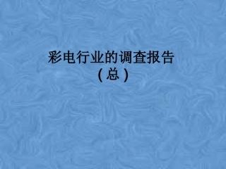 彩电行业的调查报告