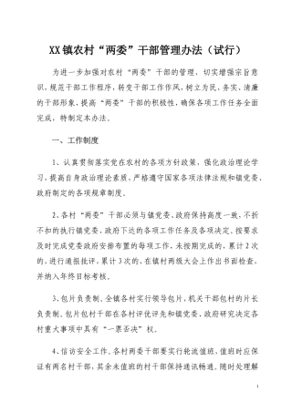 农村“两委”干部管理办法