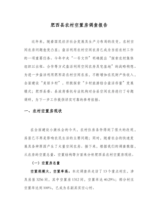 农村空置房调查报告