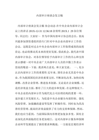 内部审计座谈会发言稿