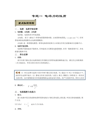 内部资料-专题一--电场力的性质