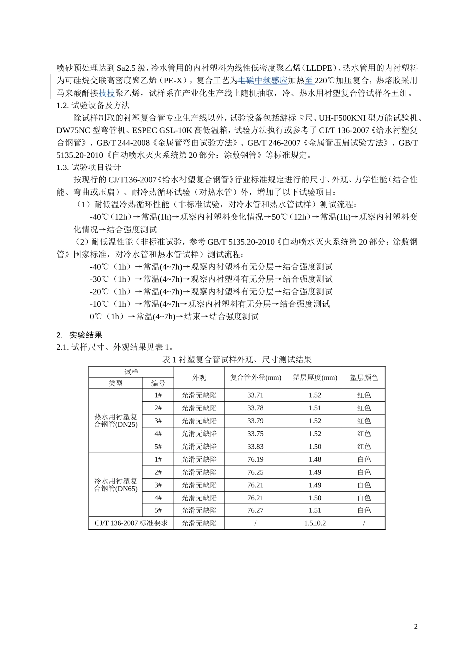 内衬PE钢塑复合管材耐低温性能实验rev_第2页
