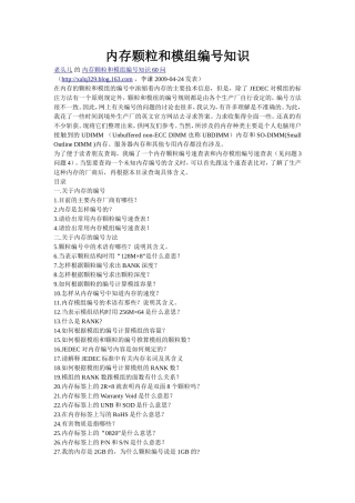 内存颗粒和模组编号知识