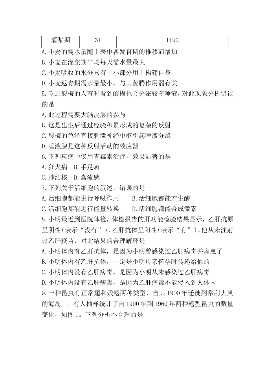 内蒙古包头市2018年中考生物试题_第2页