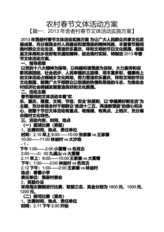 农村春节文体活动方案