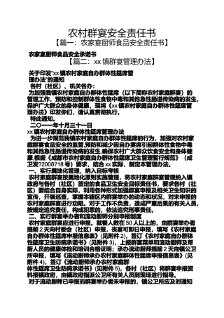 农村群宴安全责任书