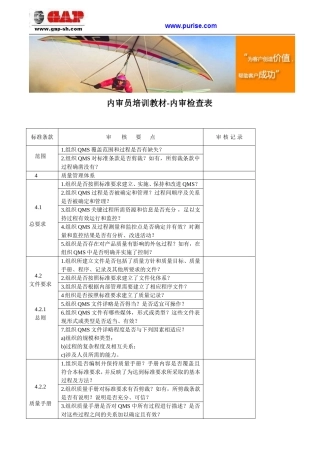 内审员培训教材-内审检查表