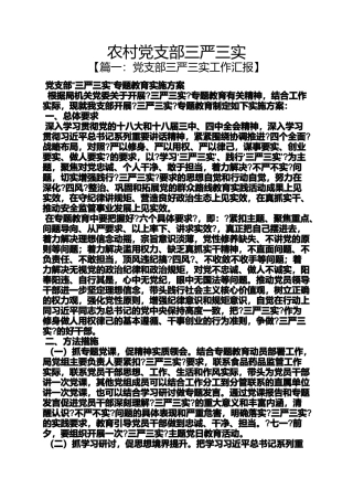 农村党支部三严三实