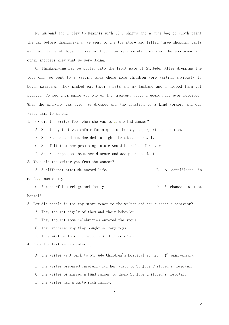 内蒙古鄂尔多斯市17学年高一英语下学期期末考试试题_第2页