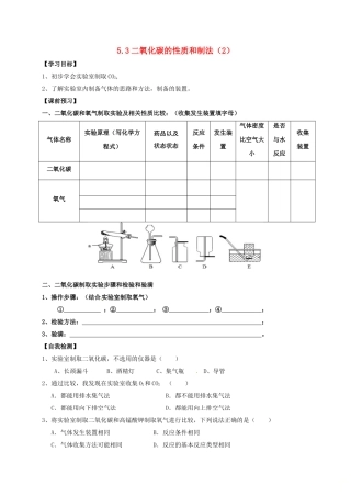 内蒙古鄂尔多斯市东胜区九年级化学上册第五章燃料53二氧化碳的性质和制法2学案无答案新版粤教版