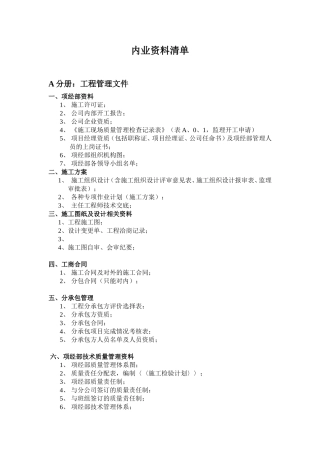 内业资料清单