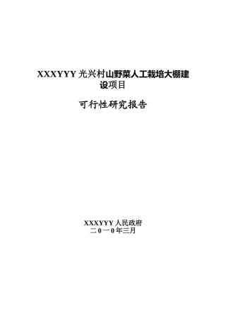 农村蔬菜大棚建设项目可行性研究报告