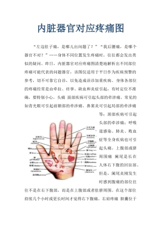 内脏器官对应疼痛图