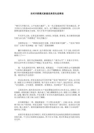 农村共联模式新建设典型先进事迹-总结报告模板-0