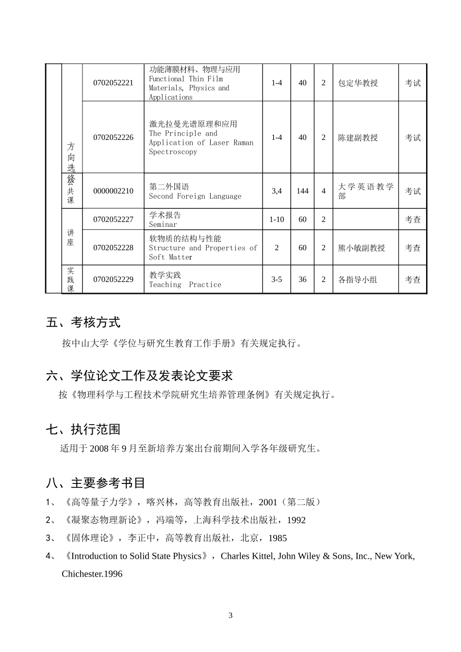 凝聚态物理专业硕博连读研究生培养方案_第3页