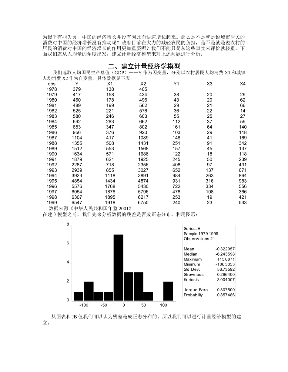 农村和城镇的人均居民消费对我国人均GDP的影响_第2页