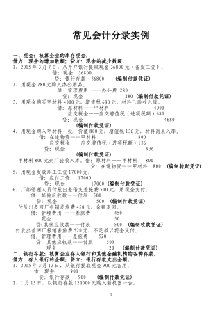 农村会计分录实例2015