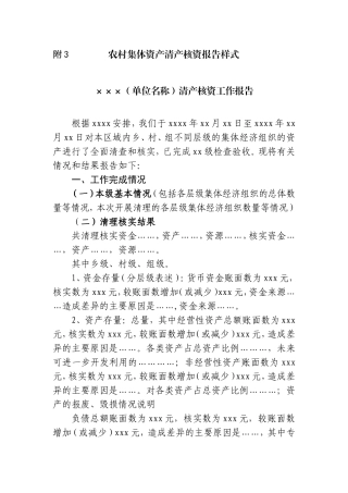 农村集体资产清产核资报告样式