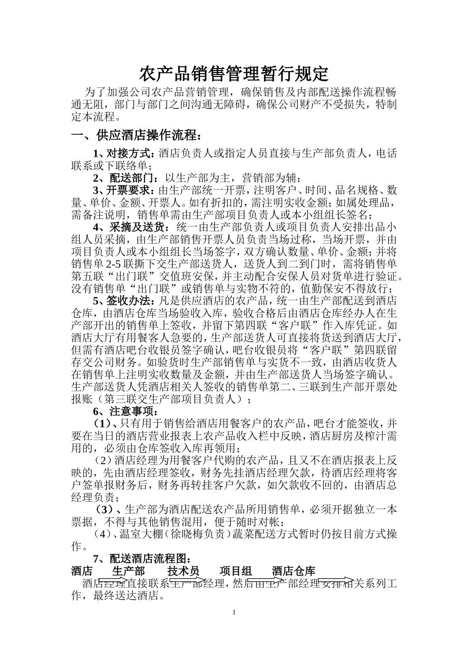 农产品销售及配送操作流程_第1页