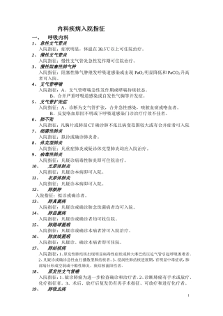 内科医保入院指征