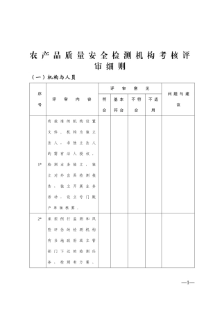农产品质量检测考核评审细则