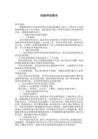 内控风险评估报告