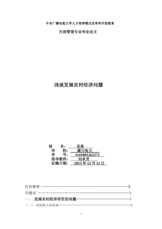 农村经济发展论文