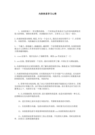 内控体系学习心得-心得体会模板