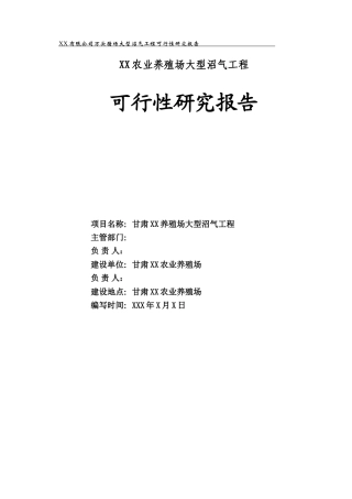 农业养殖场大型沼气工程可行性研究报告