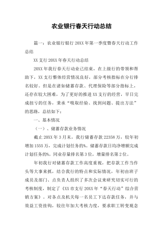 农业银行春天行动总结