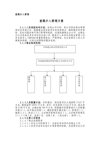 前期介入管理方案及物业费测算方案