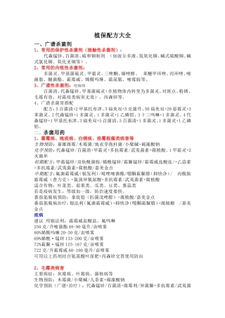 农业常用植保配方最全