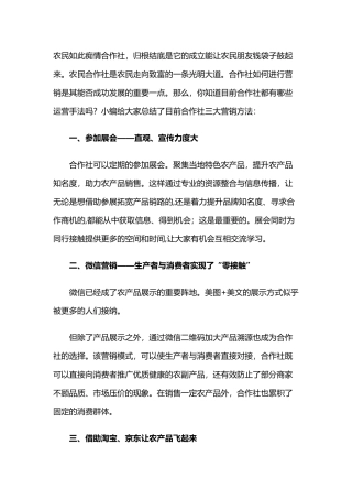 农民合作社营销方案
