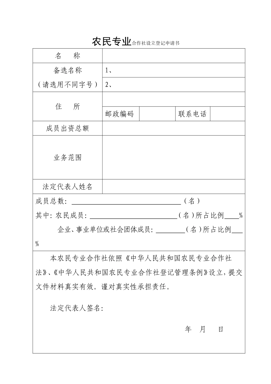 农民专业合作社办证材料范本_第2页