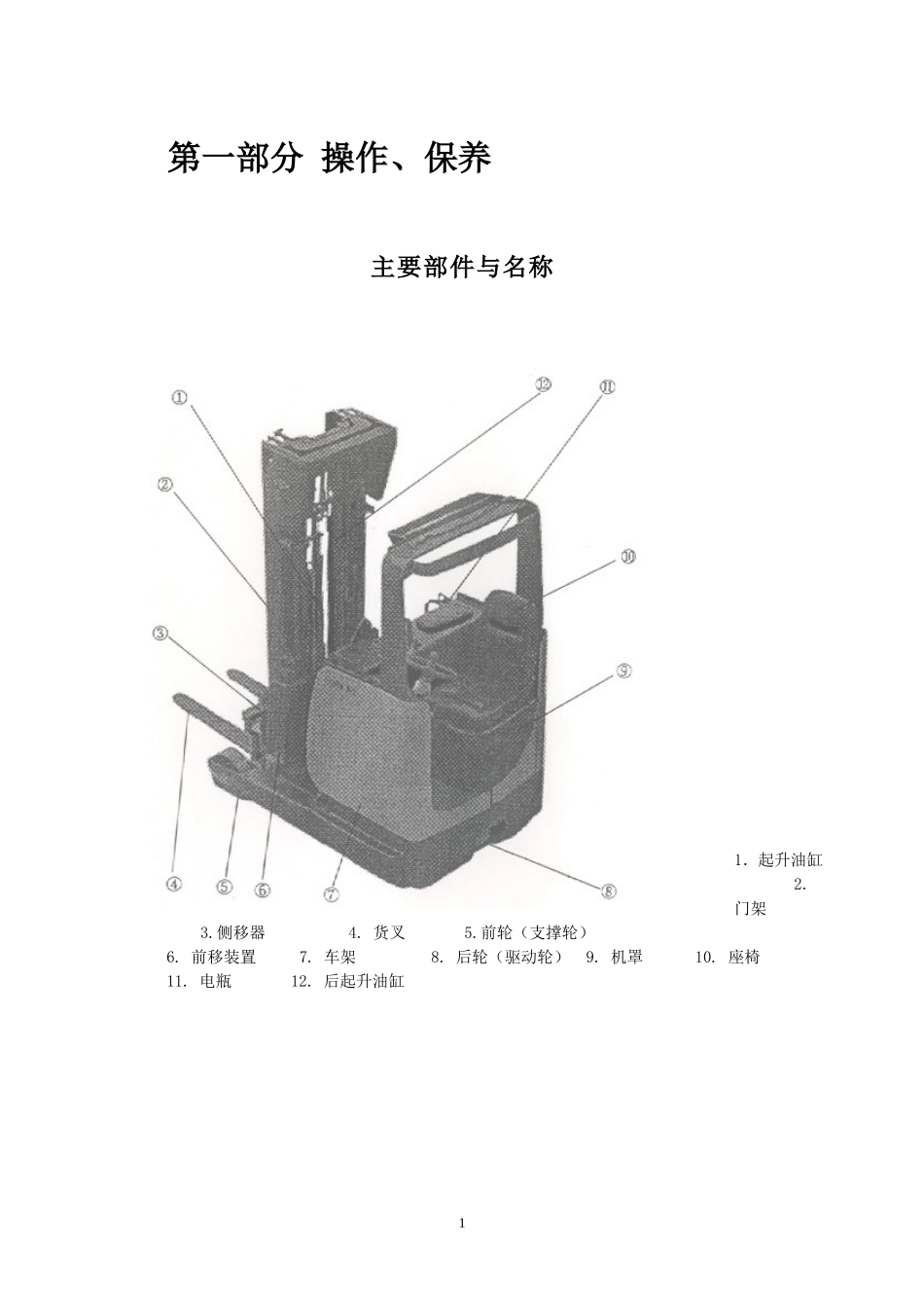 前移式叉车使用说明书_第1页