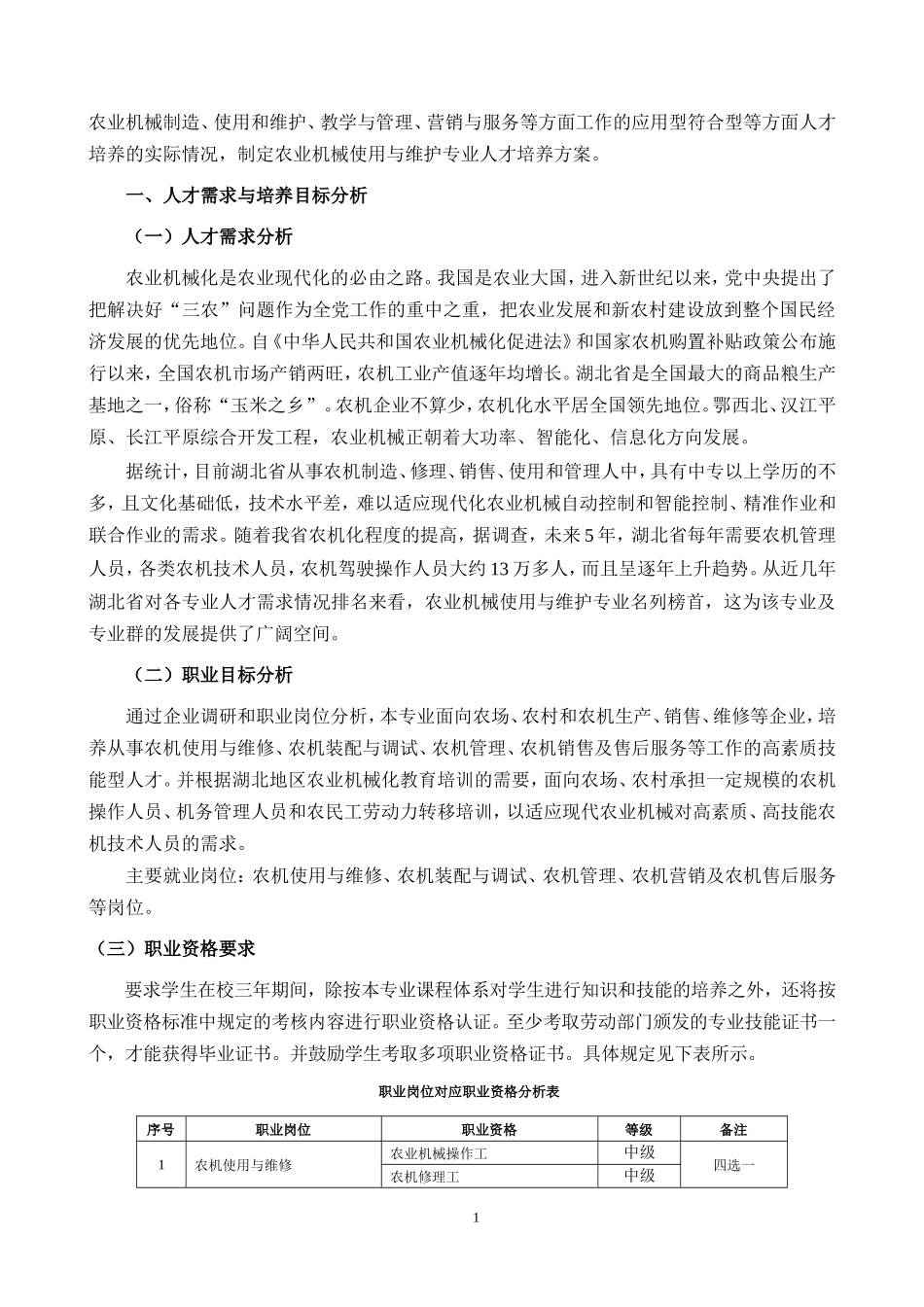 农业机械使用与维护专业人才培养方案_第2页