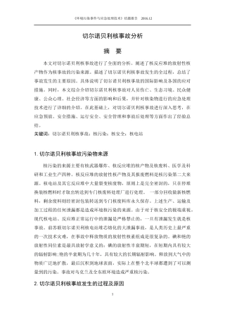 切尔诺贝利事故分析