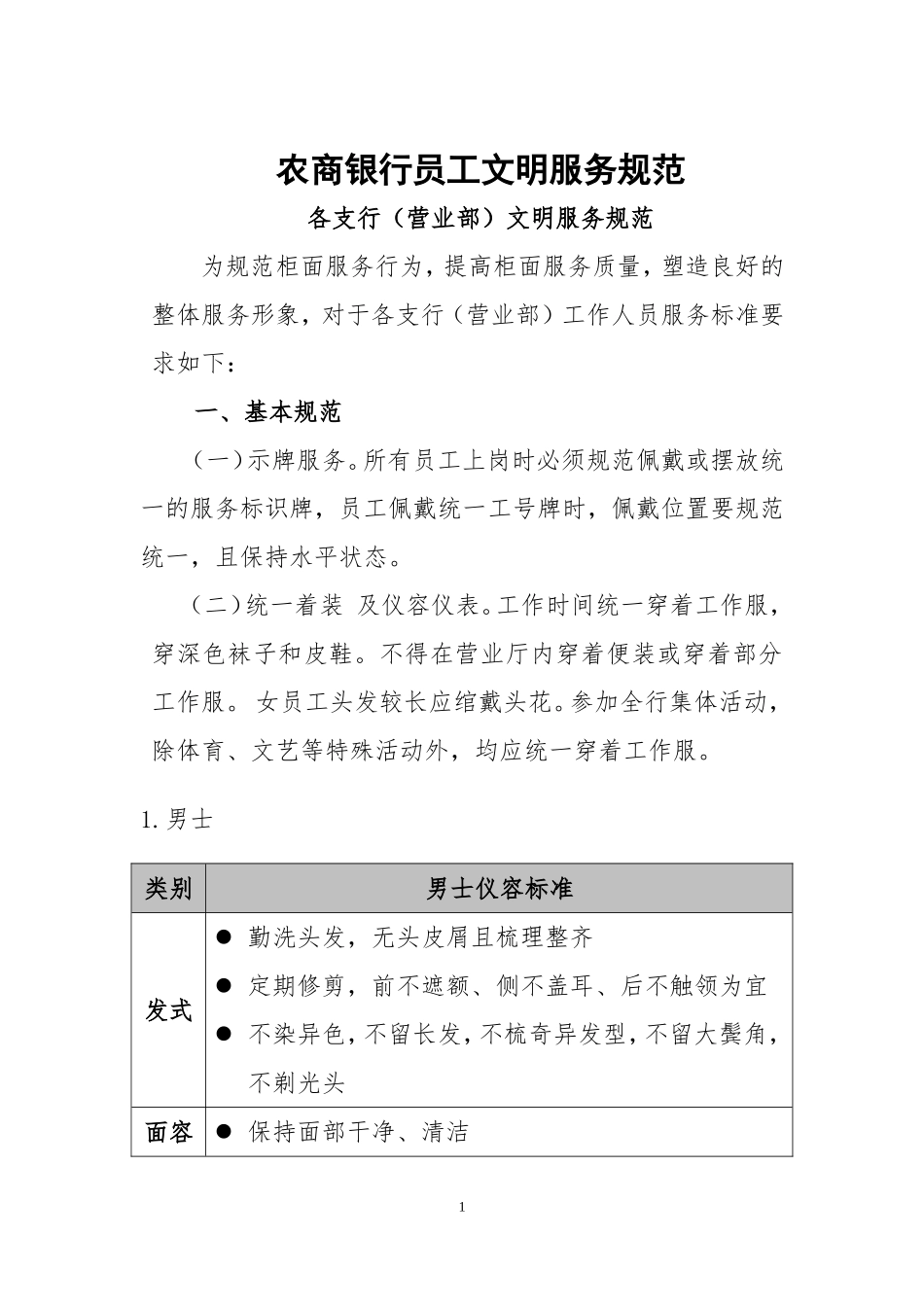 农商银行员工文明服务规范_第1页