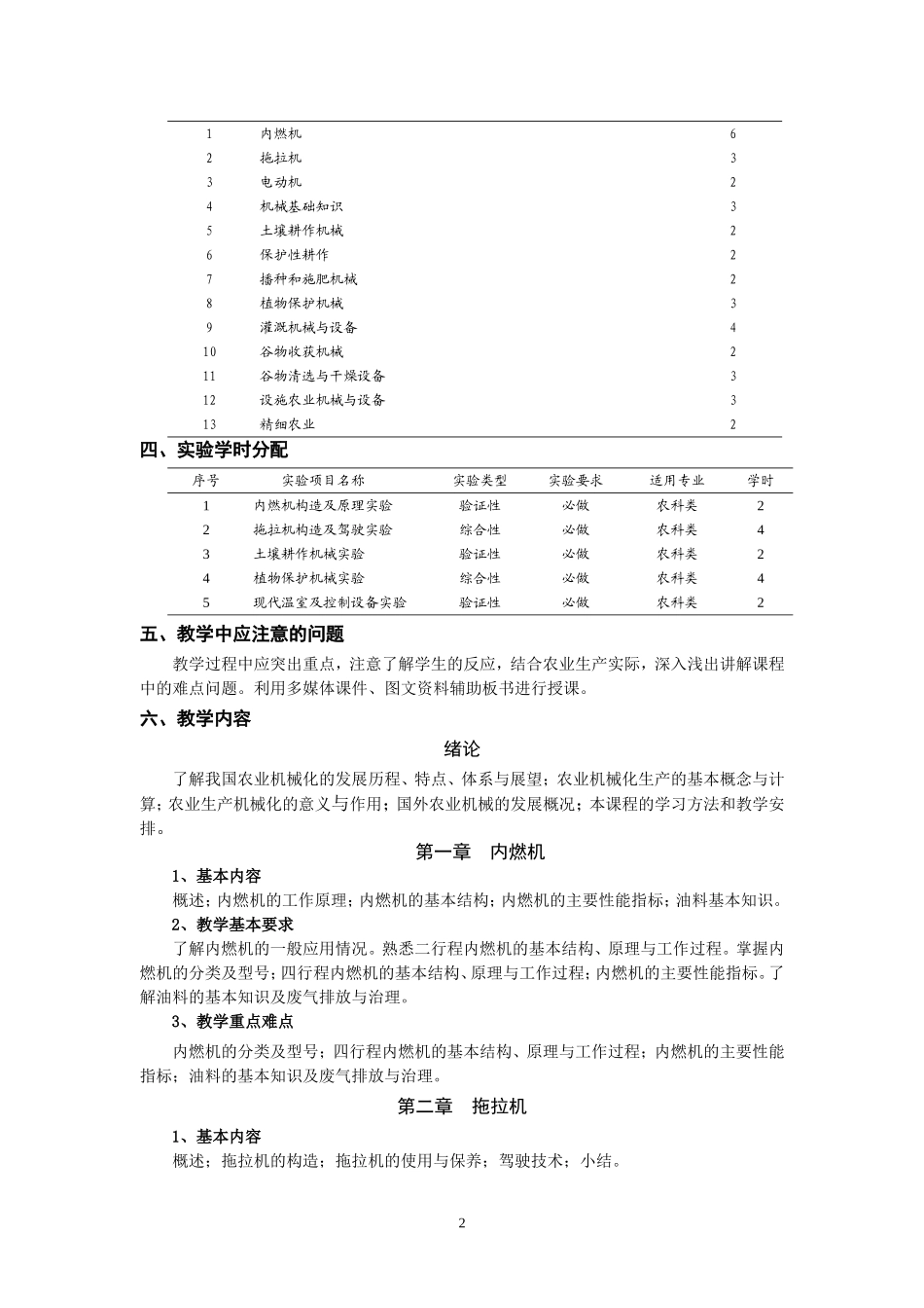 农业生产机械化教学大纲_第2页