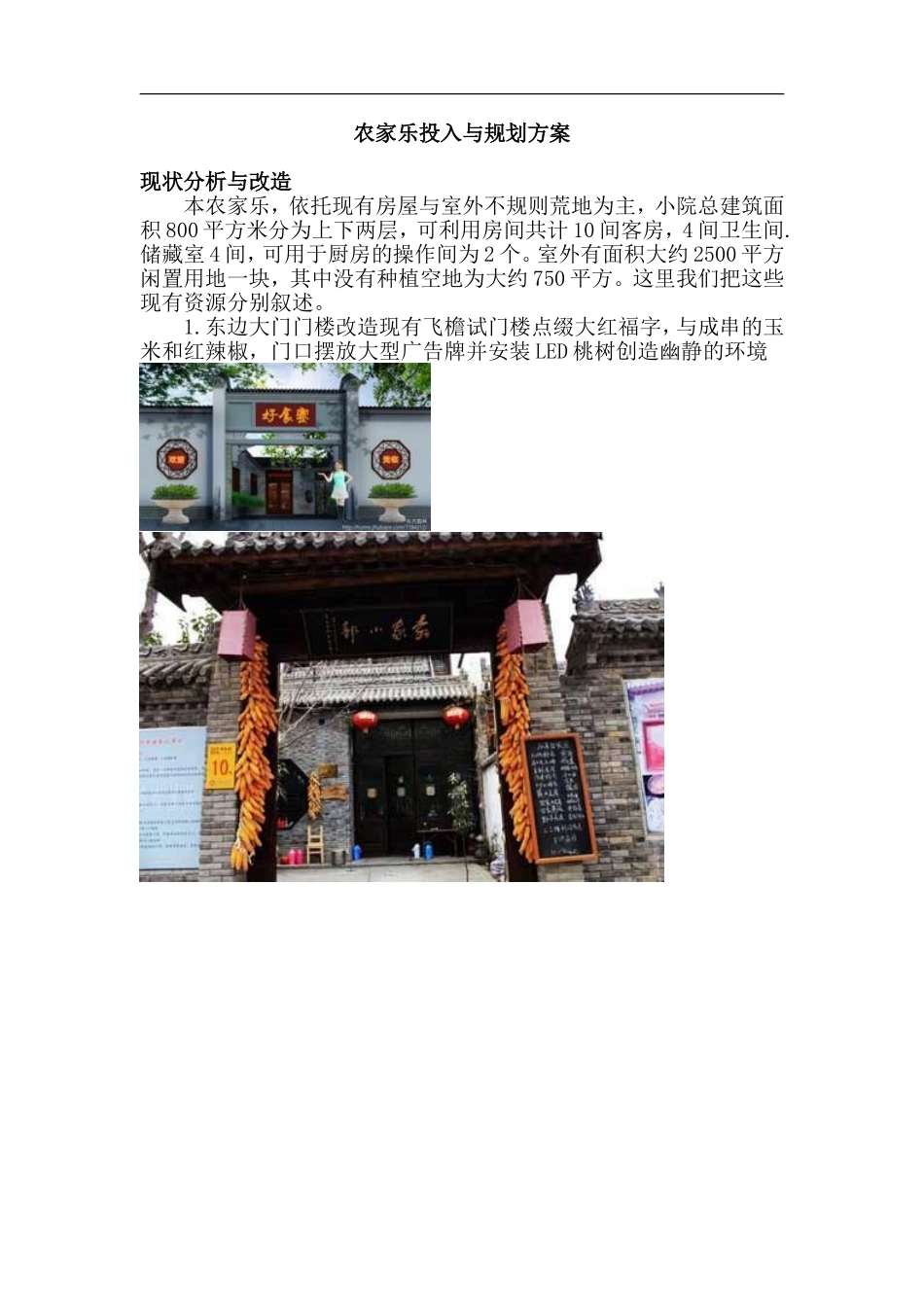 农家乐规划与投入方案(同名18317)_第1页