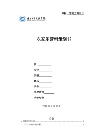 农家乐营销策划书